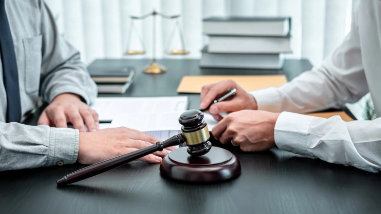 Florida truck accident attorney discussing case with client